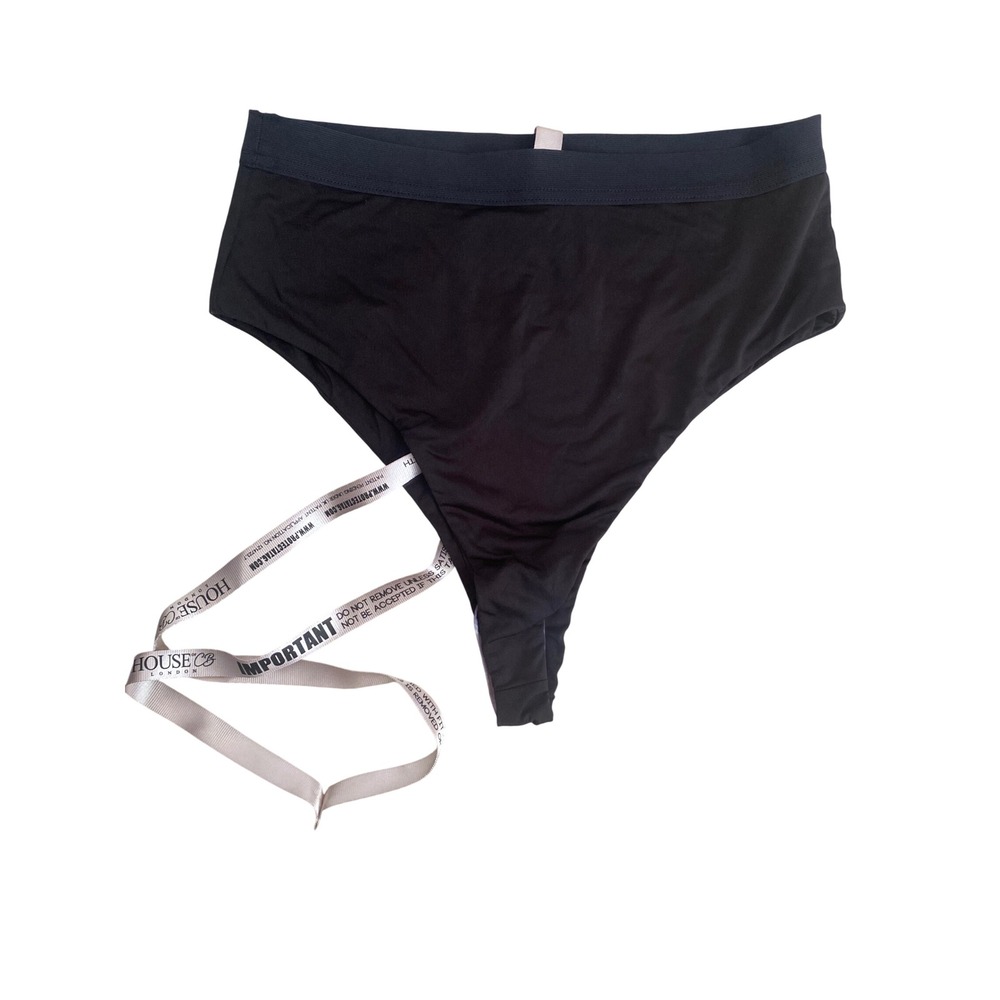 House of CB London Black High Waisted Thong,  Size Large, NWT